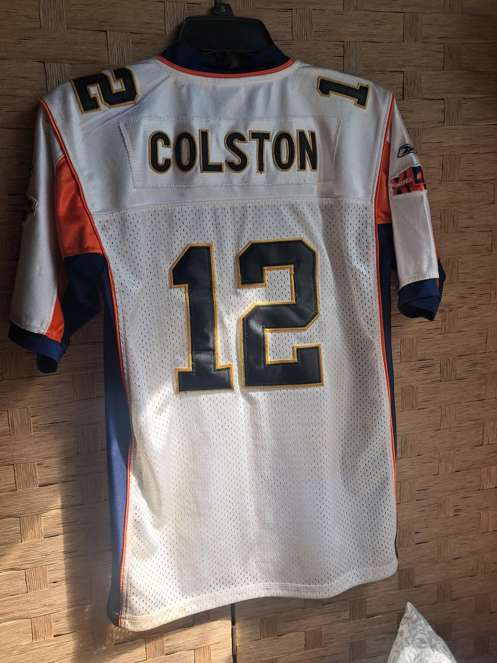Reebok NFL Onfield White Jersey with Navy and Orange Trim